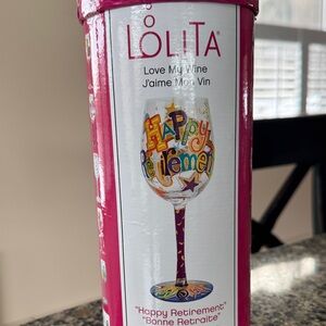 LOLITA HAPPY RETIREMENT PAINTED WINE GLASS GIFT